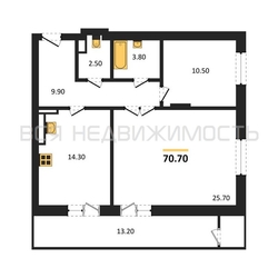 2-комнатная квартира, 70.7кв.м - изображение 1