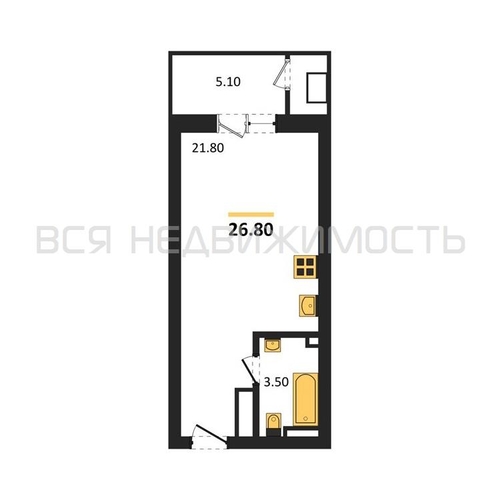 квартира-студия, 26,8кв.м. - изображение 0