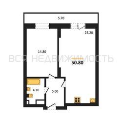 1-комнатная квартира, 50.8кв.м - изображение 1