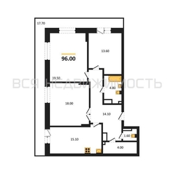 3-комнатная квартира, 96кв.м - изображение 1
