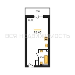 квартира-студия, 26,4кв.м. - изображение 1