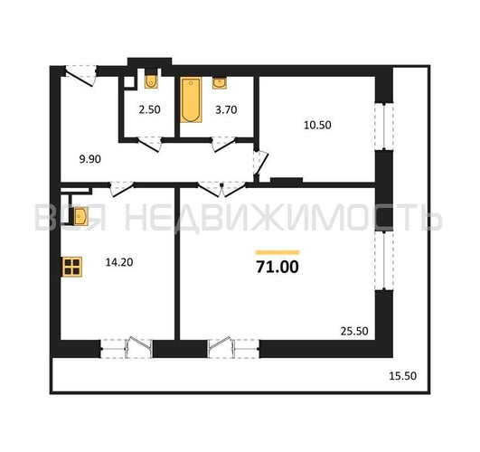 2-комнатная квартира, 71кв.м - изображение 0