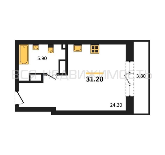 квартира-студия, 31,2кв.м. - изображение 0