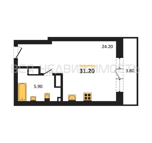 квартира-студия, 31,2кв.м. - изображение 0