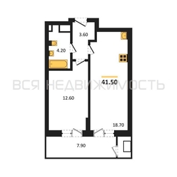 1-комнатная квартира, 41.5кв.м - изображение 1