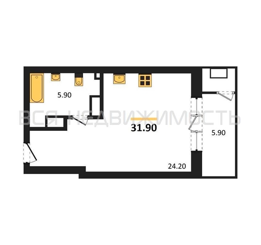 квартира-студия, 31,9кв.м. - изображение 0