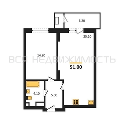 1-комнатная квартира, 51кв.м - изображение 1