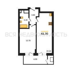 1-комнатная квартира, 41.7кв.м - изображение 1