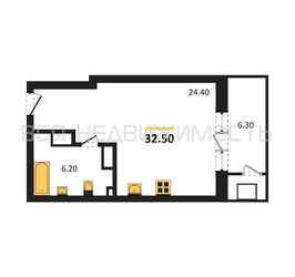 квартира-студия, 32,5кв.м. - изображение 1