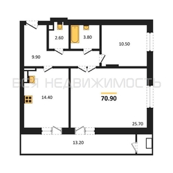 2-комнатная квартира, 70.9кв.м - изображение 1