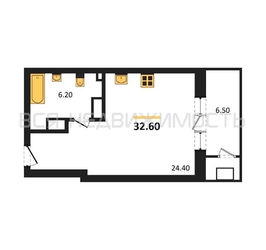 квартира-студия, 32,6кв.м. - изображение 1