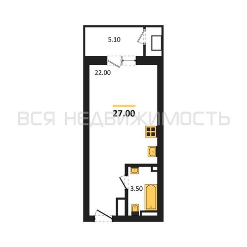 квартира-студия, 27кв.м. - изображение 0