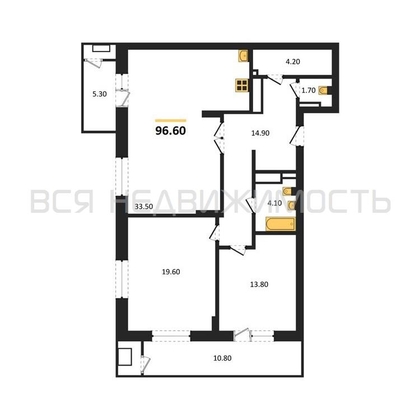 2-комнатная квартира, 96.6кв.м - изображение