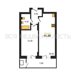 1-комнатная квартира, 41.8кв.м - изображение 1