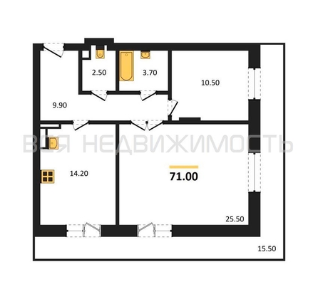 2-комнатная квартира, 71кв.м - изображение