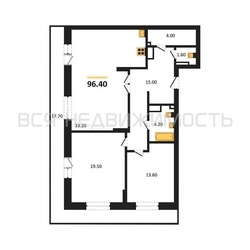 2-комнатная квартира, 96.4кв.м - изображение 1