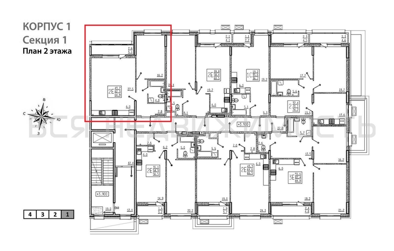 1-комнатная квартира, 64.9кв.м - изображение 1