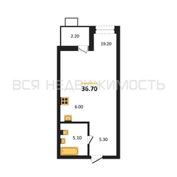 квартира-студия, 36,7кв.м. - изображение 1