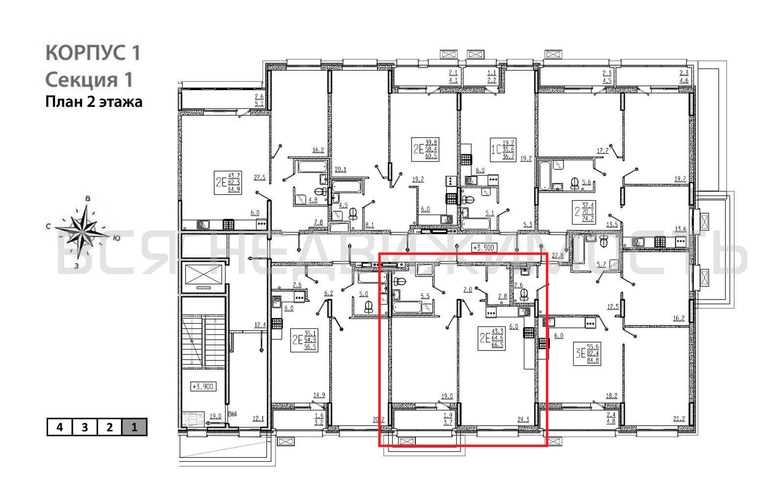 1-комнатная квартира, 66.5кв.м - изображение 1