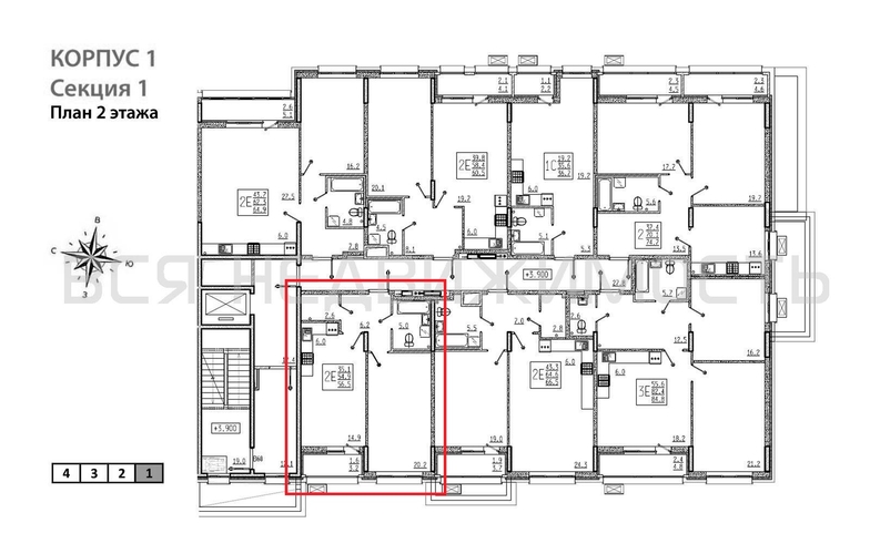 1-комнатная квартира, 56.5кв.м - изображение 1