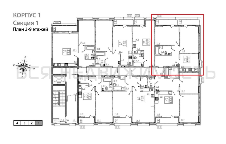 2-комнатная квартира, 74.3кв.м - изображение 1