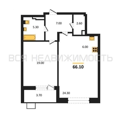 1-комнатная квартира, 66.1кв.м - изображение 1