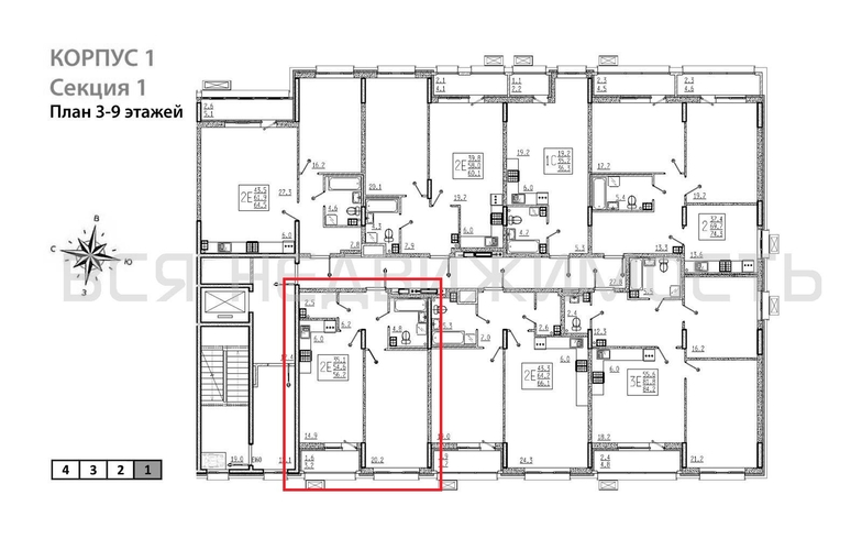 1-комнатная квартира, 56.2кв.м - изображение 1