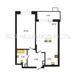 1-комнатная квартира, 60.1кв.м - изображение 1