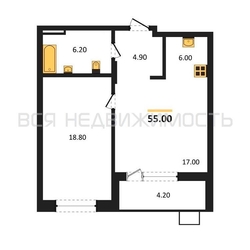 1-комнатная квартира, 55кв.м - изображение 1