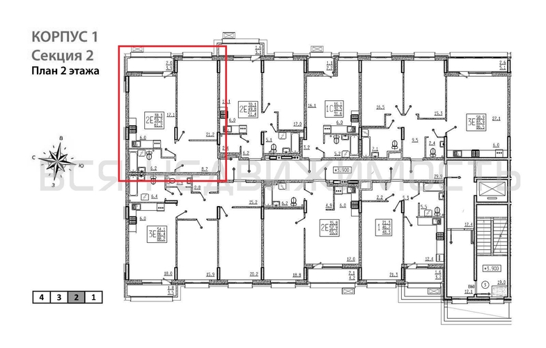 1-комнатная квартира, 61.2кв.м - изображение 1