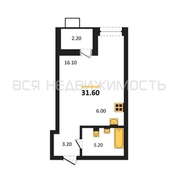квартира-студия, 31,6кв.м. - изображение 1