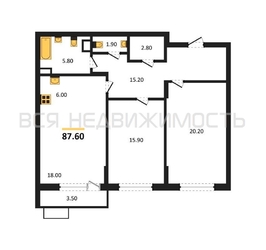 2-комнатная квартира, 87.6кв.м - изображение 1