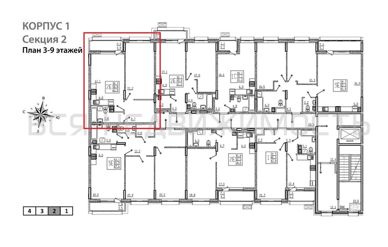 1-комнатная квартира, 60.8кв.м - изображение 1