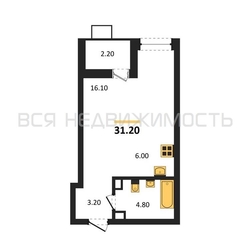квартира-студия, 31,2кв.м. - изображение 1