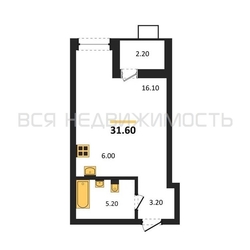 квартира-студия, 31,6кв.м. - изображение 1