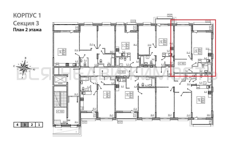 1-комнатная квартира, 61.2кв.м - изображение 1
