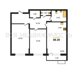 2-комнатная квартира, 88.2кв.м - изображение 1