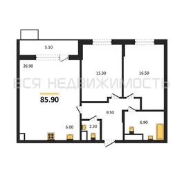 2-комнатная квартира, 85.9кв.м - изображение 1
