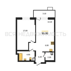 1-комнатная квартира, 51кв.м - изображение 1