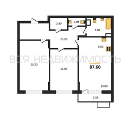 2-комнатная квартира, 87.6кв.м - изображение 1