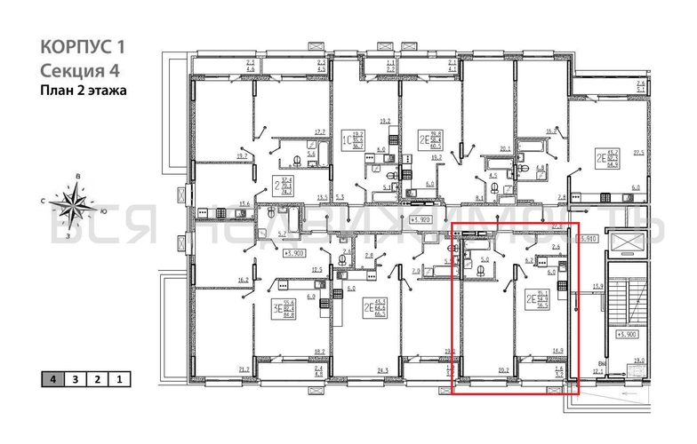 1-комнатная квартира, 56.5кв.м - изображение 1