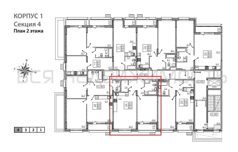 1-комнатная квартира, 66.5кв.м - изображение 1