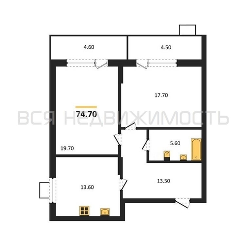 2-комнатная квартира, 74.7кв.м - изображение 0