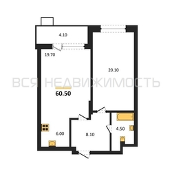 1-комнатная квартира, 60.5кв.м - изображение 1