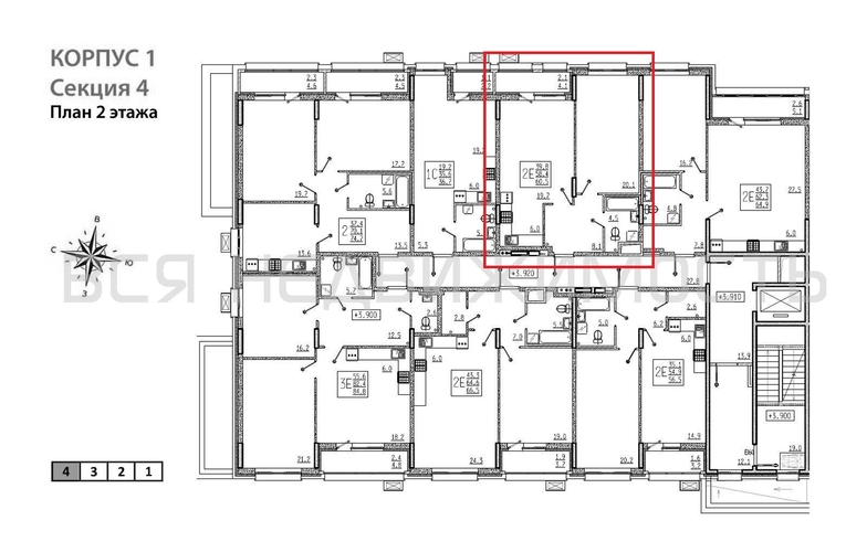 1-комнатная квартира, 60.5кв.м - изображение 1