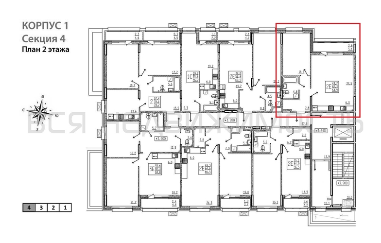 1-комнатная квартира, 64.9кв.м - изображение 1