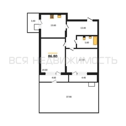 2-комнатная квартира, 86.8кв.м - изображение 1