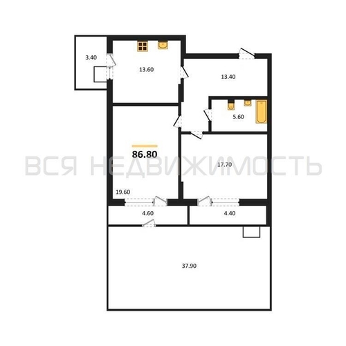 2-комнатная квартира, 86.8кв.м - изображение 0