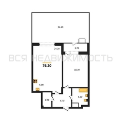 1-комнатная квартира, 76.2кв.м - изображение 1