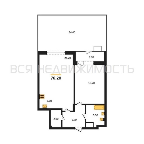 1-комнатная квартира, 76.2кв.м - изображение 0